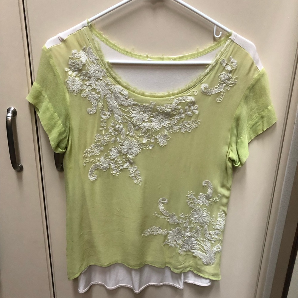 Cute chartreuse silky top